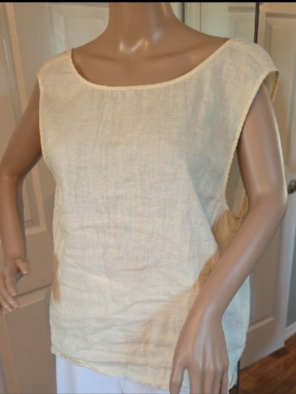 Reformation Open Low Back Linen Blend Beachy Top Cream Ivory Medium